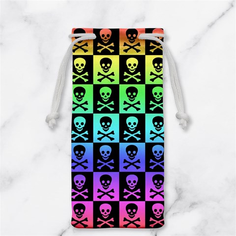 Rainbow Skull Checkerboard Jewelry Bag from ArtsNow.com Back