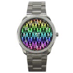 Rainbow Skull Checkerboard Sport Metal Watch