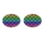 Rainbow Skull Checkerboard Cufflinks (Oval)