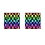 Rainbow Skull Checkerboard Cufflinks (Square)