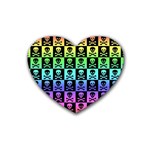 Rainbow Skull Checkerboard Heart Coaster (4 pack)