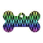 Rainbow Skull Checkerboard Dog Tag Bone (One Side)