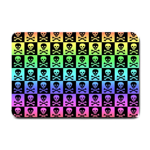 Rainbow Skull Checkerboard Small Doormat from ArtsNow.com 24 x16  Door Mat