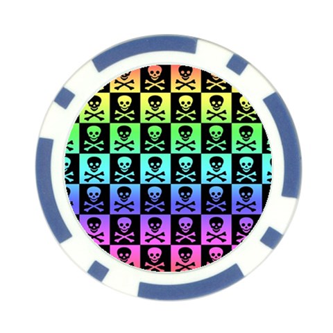 Rainbow Skull Checkerboard Poker Chip Card Guard from ArtsNow.com Front