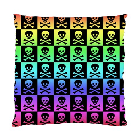 Rainbow Skull Checkerboard Cushion Case (Two Sides) from ArtsNow.com Front