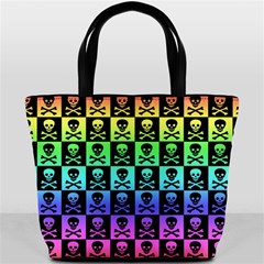 Rainbow Skull Checkerboard Bucket Bag from ArtsNow.com Front
