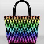 Rainbow Skull Checkerboard Bucket Bag