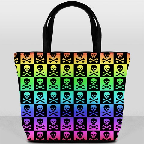 Rainbow Skull Checkerboard Bucket Bag from ArtsNow.com Back