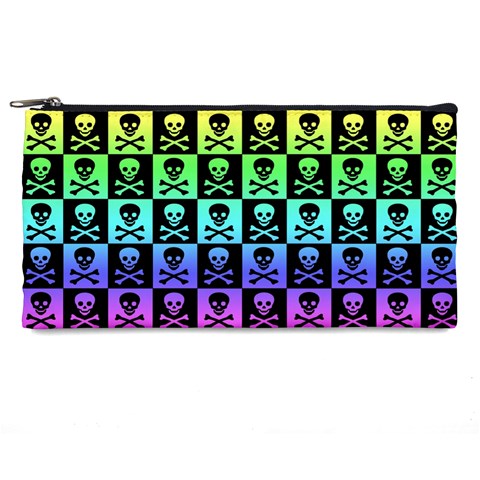 Rainbow Skull Checkerboard Pencil Case from ArtsNow.com Front