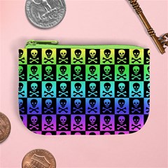 Rainbow Skull Checkerboard Mini Coin Purse from ArtsNow.com Front