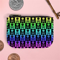 Rainbow Skull Checkerboard Mini Coin Purse from ArtsNow.com Front