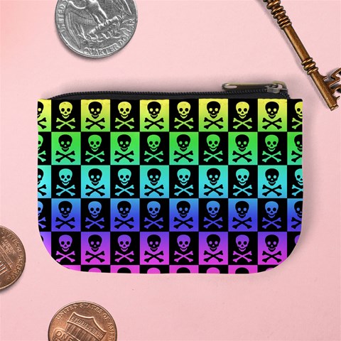 Rainbow Skull Checkerboard Mini Coin Purse from ArtsNow.com Back