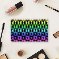 Rainbow Skull Checkerboard Cosmetic Bag (Small) from ArtsNow.com Front