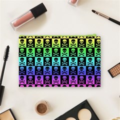 Rainbow Skull Checkerboard Cosmetic Bag (Medium) from ArtsNow.com Back