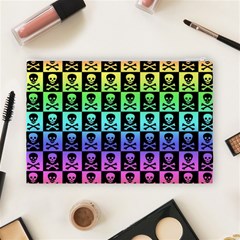 Rainbow Skull Checkerboard Cosmetic Bag (Large) from ArtsNow.com Back