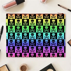 Rainbow Skull Checkerboard Cosmetic Bag (XL) from ArtsNow.com Back