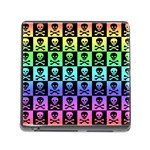 Rainbow Skull Checkerboard Memory Card Reader with Storage (Square)