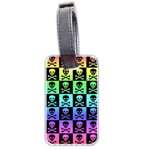 Rainbow Skull Checkerboard Luggage Tag (two sides) from ArtsNow.com Front
