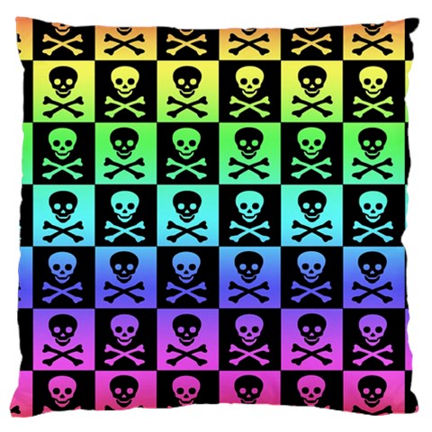 Rainbow Skull Checkerboard Large Cushion Case (Two Sides) from ArtsNow.com Front