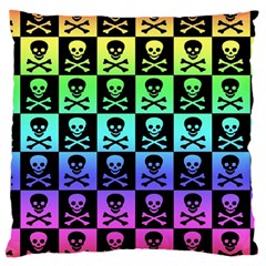 Rainbow Skull Checkerboard Large Cushion Case (Two Sides) from ArtsNow.com Back
