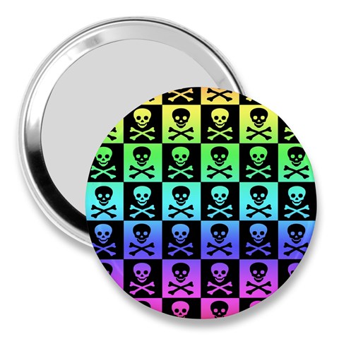 Rainbow Skull Checkerboard 3  Handbag Mirror from ArtsNow.com Front