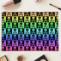 Rainbow Skull Checkerboard Cosmetic Bag (XXL) from ArtsNow.com Front