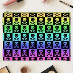 Rainbow Skull Checkerboard Cosmetic Bag (XXXL) from ArtsNow.com Front