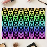 Rainbow Skull Checkerboard Cosmetic Bag (XXXL)