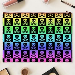 Rainbow Skull Checkerboard Cosmetic Bag (XXXL) from ArtsNow.com Back