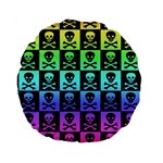 Rainbow Skull Checkerboard 15  Premium Round Cushion 