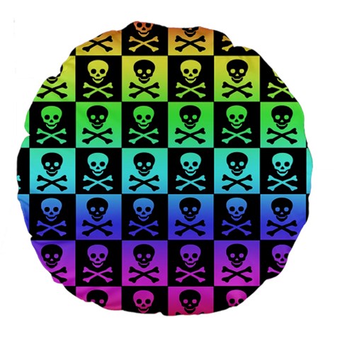 Rainbow Skull Checkerboard 18  Premium Round Cushion  from ArtsNow.com Front