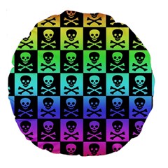 Rainbow Skull Checkerboard 18  Premium Round Cushion  from ArtsNow.com Back
