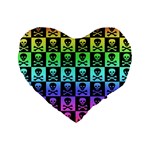 Rainbow Skull Checkerboard 16  Premium Heart Shape Cushion 