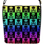 Rainbow Skull Checkerboard Flap closure messenger bag (Small)
