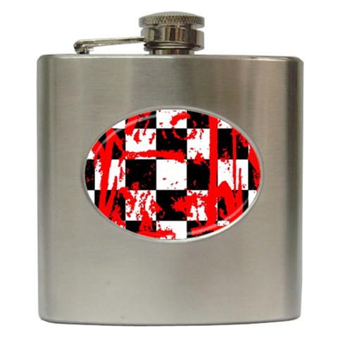 Checkerboard Splatter Hip Flask (6 oz) from ArtsNow.com Front