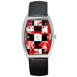 Checkerboard Splatter Barrel Style Metal Watch