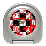 Checkerboard Splatter Travel Alarm Clock