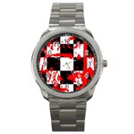 Checkerboard Splatter Sport Metal Watch