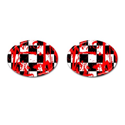 Checkerboard Splatter Cufflinks (Oval) from ArtsNow.com Front(Pair)