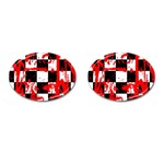 Checkerboard Splatter Cufflinks (Oval)