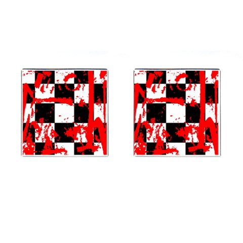 Checkerboard Splatter Cufflinks (Square) from ArtsNow.com Front(Pair)