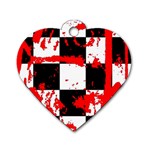 Checkerboard Splatter Dog Tag Heart (Two Sides)