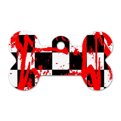 Checkerboard Splatter Dog Tag Bone (One Side) from ArtsNow.com Front