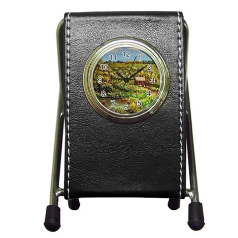Tenant House by Ave Cosgriff Hurley  Pen Holder Desk Clock from ArtsNow.com Front
