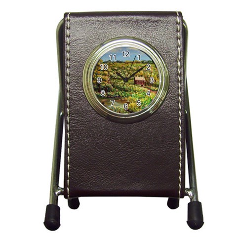 Tenant House by Ave Cosgriff Hurley  Pen Holder Desk Clock from ArtsNow.com Front