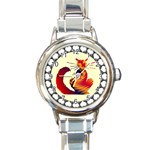 Sitting cat Round Italian Charm Watch