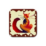 Sitting cat Rubber Square Coaster (4 pack)