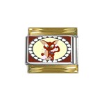 Cute cat Gold Trim Italian Charm (9mm)