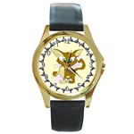 Cute cat Round Gold Metal Watch