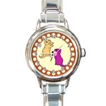 Cute Kittens Round Italian Charm Watch